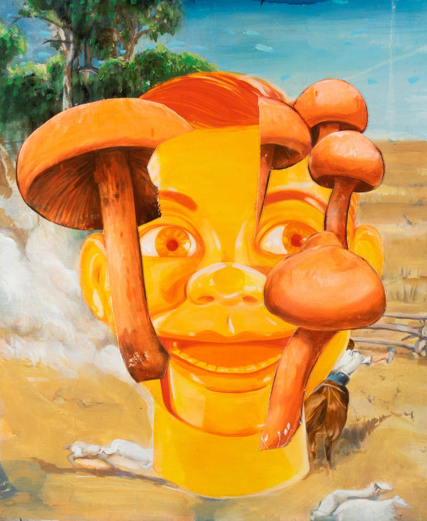 Robert O’Connor syntagms 6, 2022 oil on collaged canvas on board, framed 90 x 75cm