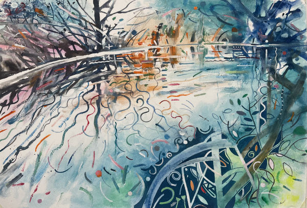 David Wiseman RWS, Autumn Light,River Brent, Dusk Approaching