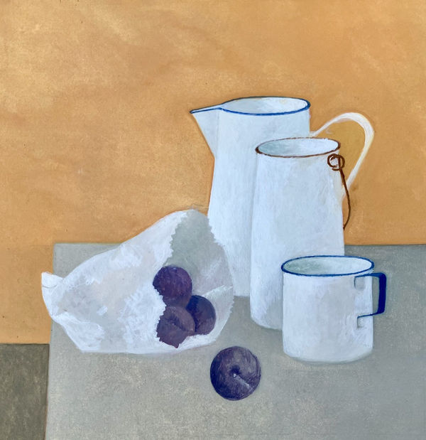 Wendy Jacob RWS, Still life with a bag of plums