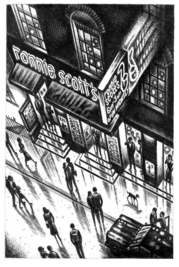 John Duffin RWS RE, Ronnie Scott's - Soho Rain