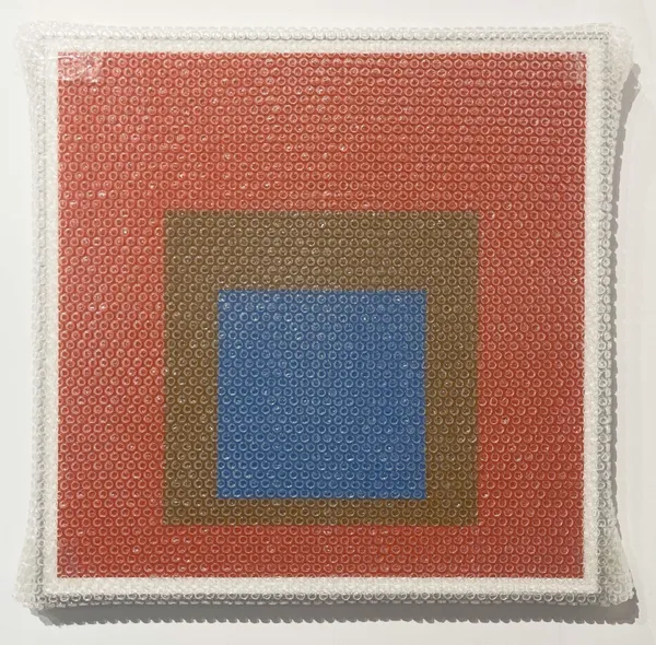 Tammi Campbell, Homage to the Square with Bubble Wrap and Packing Tape, 2022