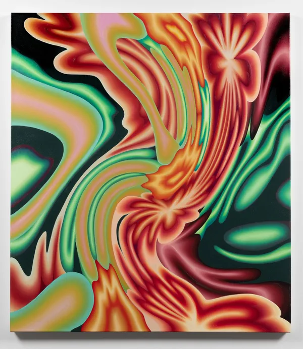 Karine Fréchette, Reflecting Pool 9 (red flowers), 2021