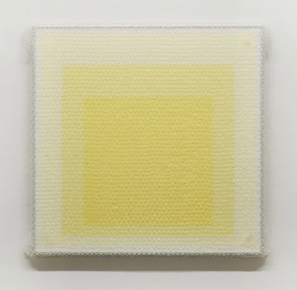 Tammi Campbell, Homage to the Square with Bubble Wrap and Packing Tape, 2022