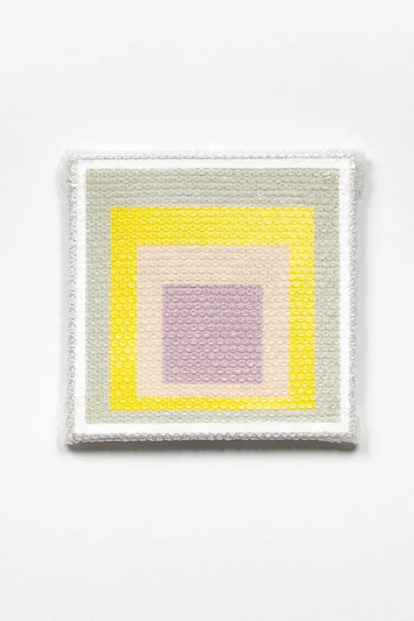 Tammi Campbell, Homage to the Square with Bubble Wrap and Packing Tape, 2022
