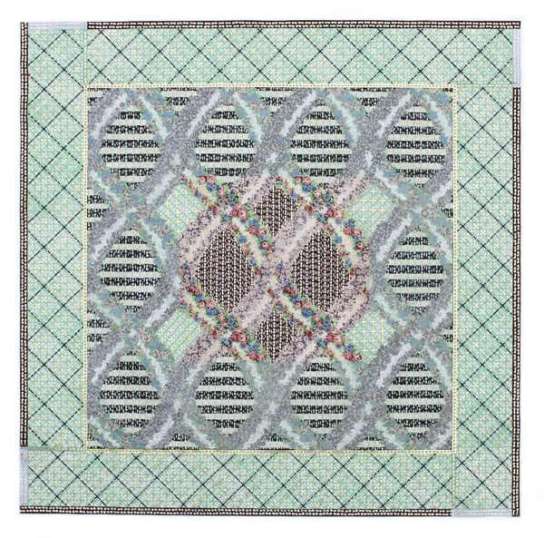 Myriam Dion, Treillis fleuri, modèle antique d'un motif textile en peint à la main, France, 1855, 2023