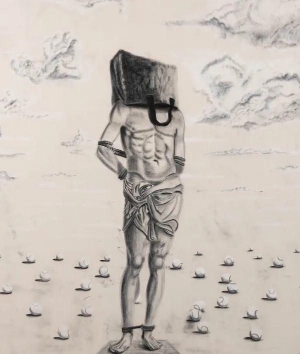 Stanley Février, Le Etienne match et Motti (d'après Andrea Mantegna), 2022