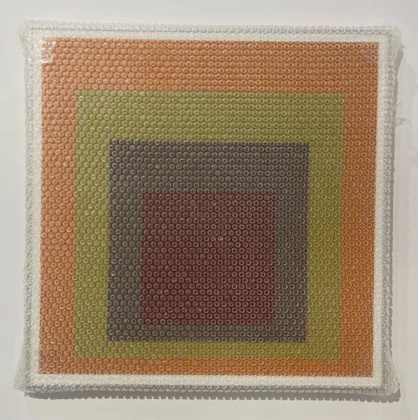 Tammi Campbell, Homage to the Square with Bubble Wrap and Packing Tape, 2022