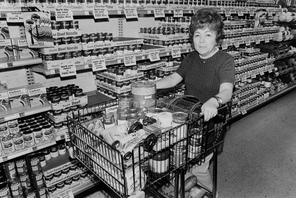 Untitled (woman, market basket soup)