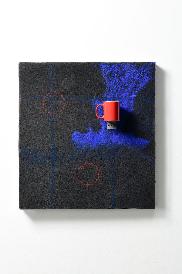 Pier Paolo Calzolari Untitled, 2021 Pigmented salt, oil pastels, pastels à l’écu, pottery, iron, lead 29 1/2 x 27 1/2 x 6 1/2 inches 75 x 70 x 16 1/2 cm