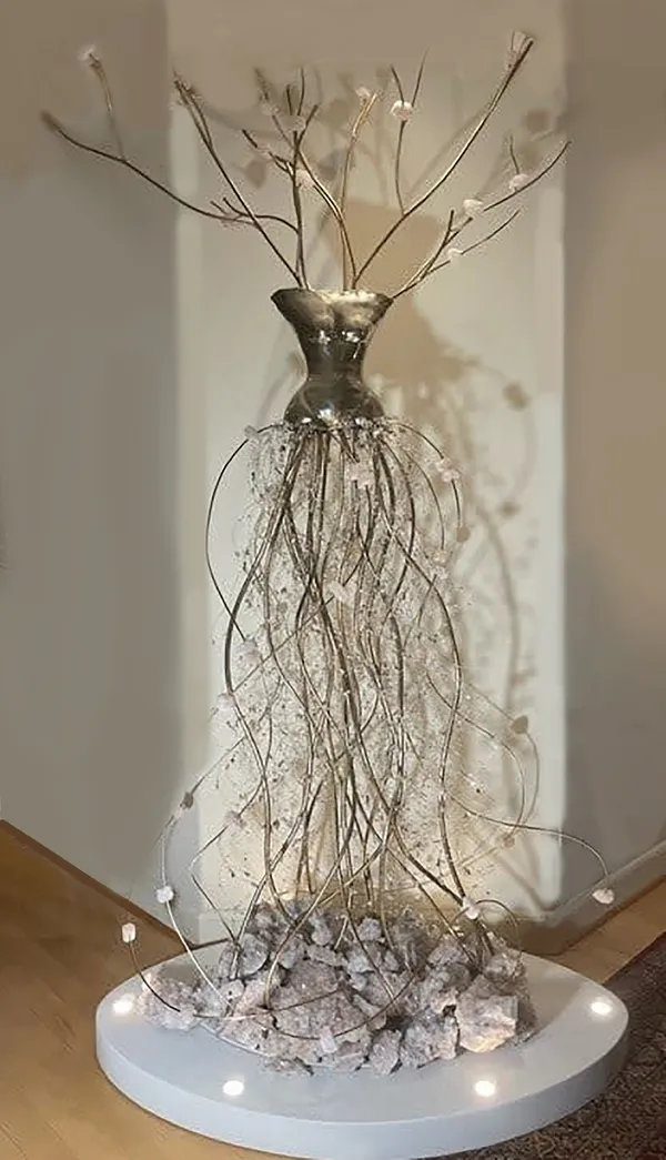 Estella Fransbergen, "Large, Silver-Rubbed Bronze Tree Torso", 2025