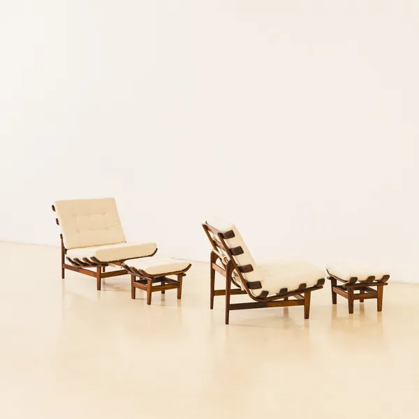 Móveis de Madeira Pailar Slatted Lounge chairs without Ottomans (2 units), 1950s