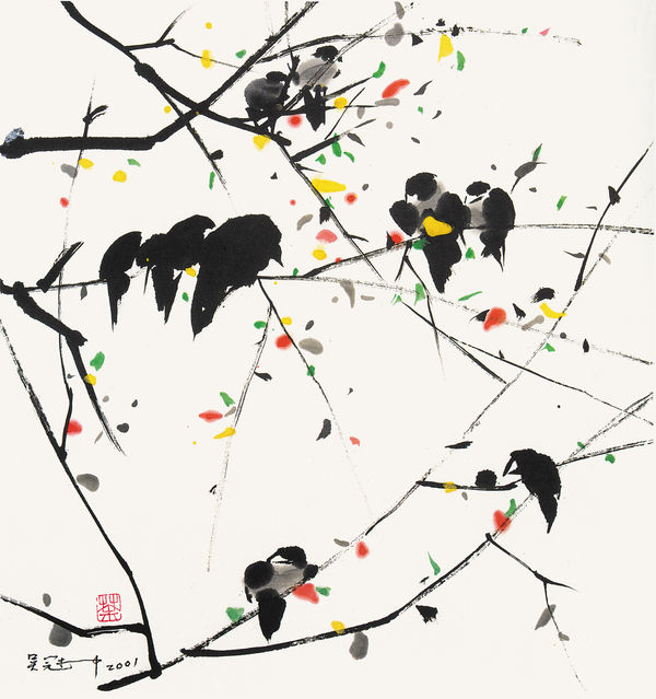Wu Guanzhong 吳冠中, Friends on Branches 枝頭朋友, 2001