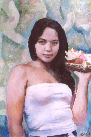 Cao Dali (Tsao Tali) 曹達立, Balinese holding a Plate