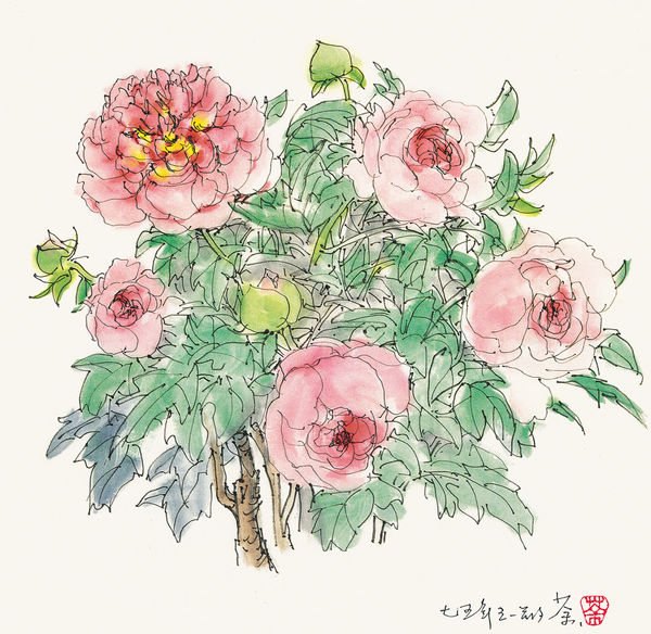 Wu Guanzhong 吳冠中, Peonies 牡丹 , 1975