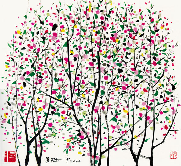 Wu Guanzhong 吳冠中, The Crabapple Flowers 海棠, 2000