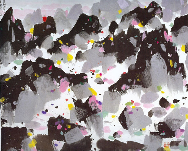 Wu Guanzhong 吳冠中, Sunset Reddening All Over 斜陽面面紅, 1989