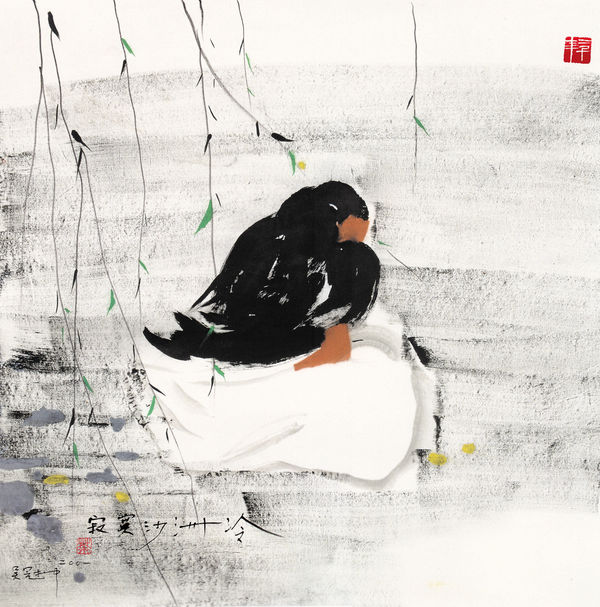 Wu Guanzhong 吳冠中, Cold Is the Lonely Sandbeach 寂寞沙洲冷, 2001
