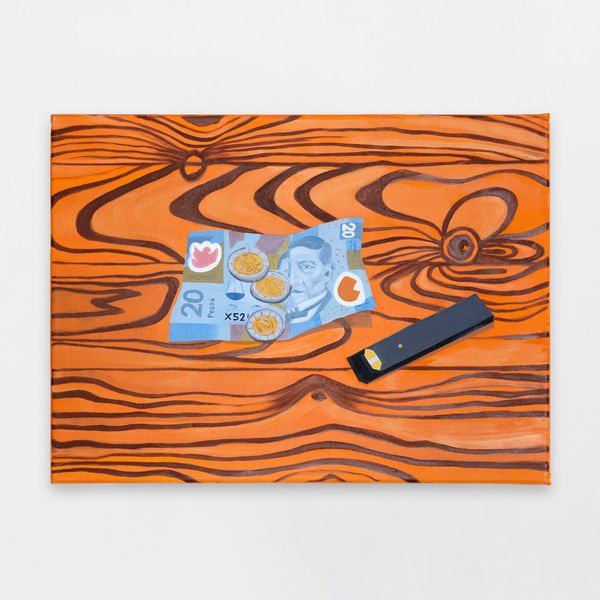 Andrea Villalón, One Mexican pound, one electric cigarette, 2021, Shown at Brigade Gallery.