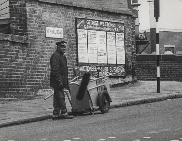 Charlie Phillips, Street Cleaner, Kensal Road, North Kensington, 1965