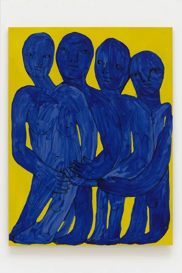 Emma Kohlmann, A crowd holding each other watching the others, 2021