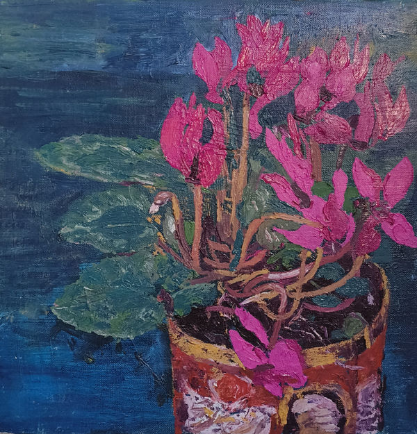 SUSAN WILSON, Mozart Tin with Cyclamen, 2024