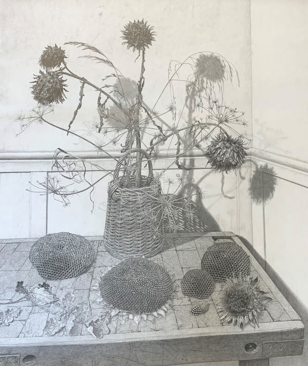 EDMUND CHAMBERLAIN, Still Life with Thistles and Sunflower Heads, 2023