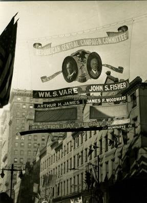 E.O. Hoppe Election Signs, Philadelphia, Pennsylvania, 1926 Vintage gelatin silver print 4 x 3 in. 10.16 x 7.62 x 0.0 cm
