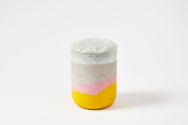 Joshua Kerley, Composite Lidded Jar (large) - Grey, Pink, and Yellow, 2020