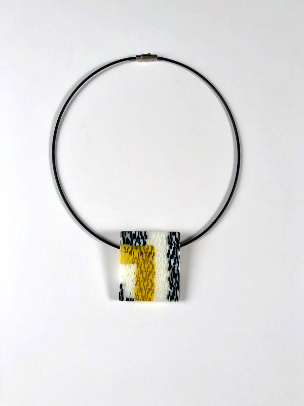 Birds in the Hand Jewelry, Yellow, Black, and White Pendant