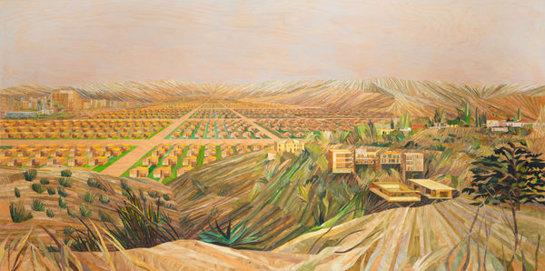 Mulholland Drive, 2012 Oil and paper on wood panel
