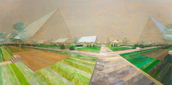 Levittown PA, 2012 Oil and paper on wood panel