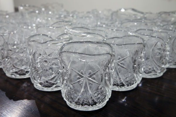 Aaron Pexa The Lucent Parlor: Tumblers, 2015 prescut glass variable sizes