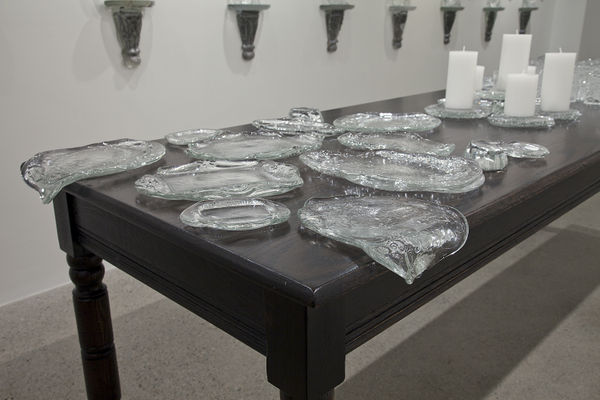 Aaron Pexa The Lucent Parlor: Platters, 2015 steel mold cast glass variable sizes