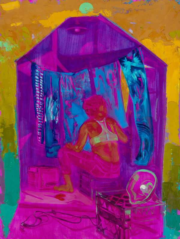 Suzanne Schireson, Purple Room, Turquoise Moon, 2023