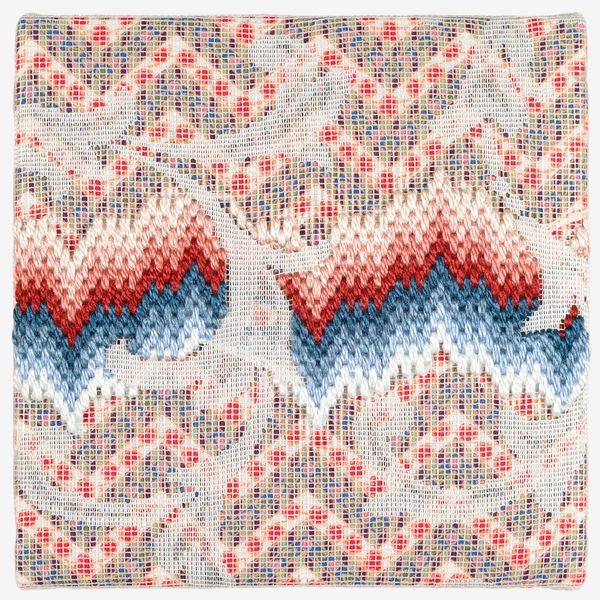 Cecilia Charlton, Triple-layer gather-gusset [red-blue northern lights], 2019