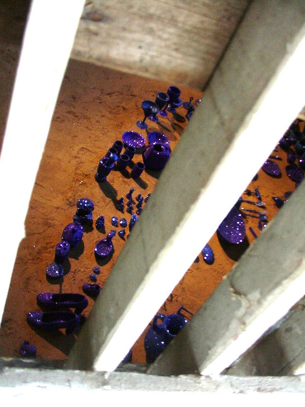 Carlos Betancourt, Interventions with Aracoels Objects, (detail of installation as part of performance), 2002