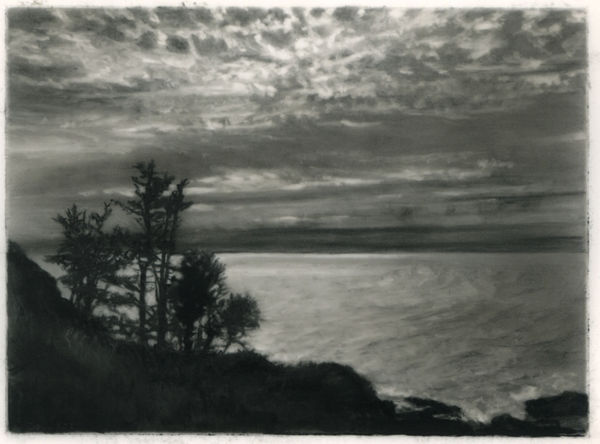 Dozier Bell Northwest shore, 2021 4.5 x 6 inches charcoal on Mylar)
