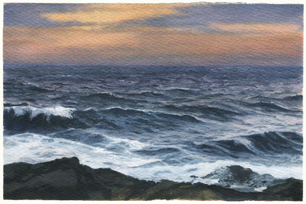 Dozier Bell Western cove, twilight, 2020 watercolor on paper 5.25 x 8 inches (BELL 36)