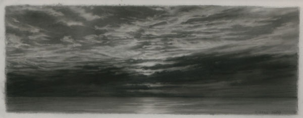 Dozier Bell Sunset, Deadman Cove, 2021 2.75 x 7.25 inches charcoal on Mylar