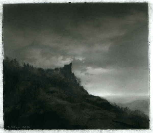 Dozier Bell Daybreak, 2016 charcoal on Mylar 3.75 x 4.5 inches (BELL 14)