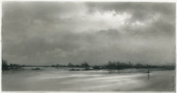 Dozier Bell Fooded (1), 2014 charcoal on Mylar 2.5 x 5.325 inches (BELL 12)