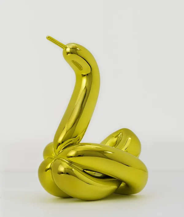 “Balloon Swan Yellow”, sculpture by American artist Jeff Koons. Available at Carousel Fine Art .