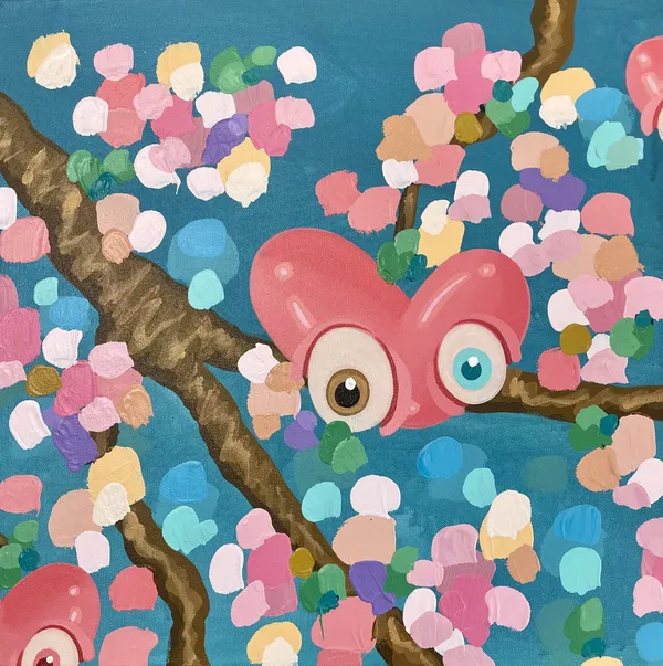 "Cherry blossom installation", painting by John Westbay, based in the United States. Available at Carousel Fine Art