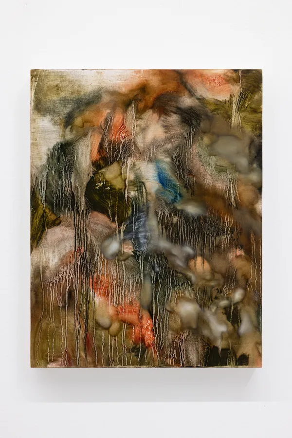 Sihan Guo, fallow curves of a forbidden map, or gridded flags, weathered with scratches, burnishes, and scrolls, 2025