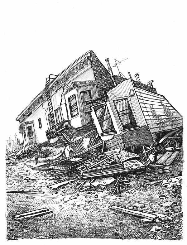 Sandow Birk, Earthquake House, 2023