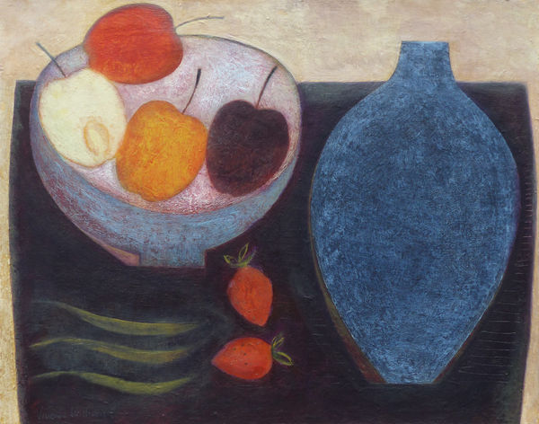 Vivienne Williams, Still life with Apples and Strawberries, 2023