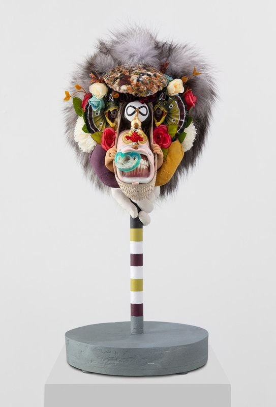 Miguel Ángel Payano Jr. Three Foxes aka The Pacifier, 2019-2021 Mixed media 11 ½ x 11 ½ x 26 inches (29 x 29 x 66 cm)