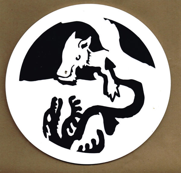 Land and Sea acrylic inlay by Charlie Kirkham showing two dragons