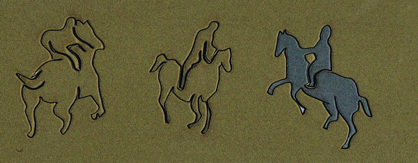 Three Horses (Silver on Gold), 2023 Laser Cut Metallic Acrylic Sheet 16x6cm