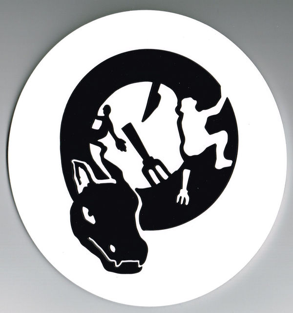 Feasting on Salted Dragon (black on white), 2023 Acrylic Inlay 18x17cm